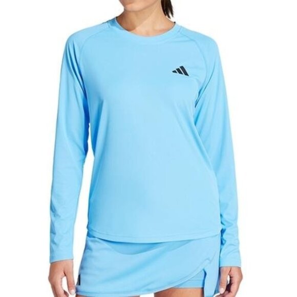 NWT Adidas Women’s Club Long Sleeve Tennis Tee Small Blue Burst IT6715 AEROREADY - Picture 1 of 4